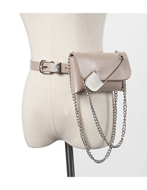 Fashion Khaki Broadband Big Pin Chain Cross Body Belt Waist Bag