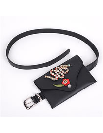 Fashion Snake Pin Buckle Pu Leather Embroidered Diamond Snake Belt Belt Bag