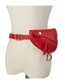 Fashion China Red Belt Buckle Geometric Flap Belt Belt Bag