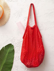Fashion Red Cotton Mesh Large Capacity Supermarket Shopping Net Bag