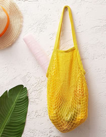 Fashion Yellow Cotton Mesh Large Capacity Supermarket Shopping Net Bag