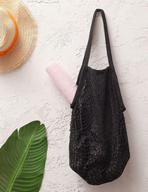 Fashion Black Cotton Mesh Large Capacity Supermarket Shopping Net Bag