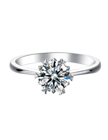 Fashion Silver Silver Plated White Gold Mozanne Diamond Silver Ring