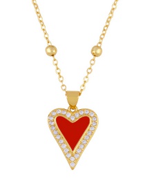 Fashion Red Love Diamond Drop Bead Necklace