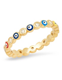 Fashion Color Mixing Gold-plated Closed Eyes Ring With Oil And Diamonds
