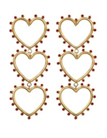 Fashion Red Gold-plated Love Cutout Earrings