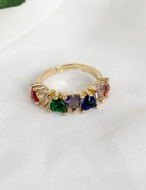 Fashion Golden Cubic Zirconia Heart Ring