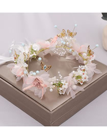 Fashion Color Pearl Lace Flower Butterfly Children Wreath