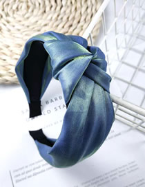 Fashion Blue Fabric Satin Knotted Wide Edge Hoop