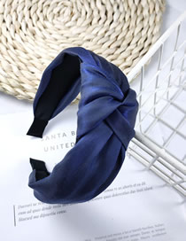 Fashion Navy Fabric Satin Knotted Wide Edge Hoop