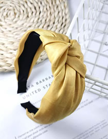 Fashion Yellow Fabric Satin Knotted Wide Edge Hoop