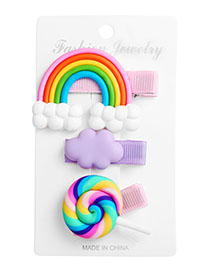 Juego De Pinzas Para El Cabello Rainbow Cloud Lollipop
