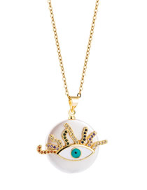Fashion Color Inlaid Diamond Eye Pearl Necklace