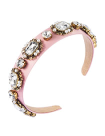 Fashion Pink Gold-plated Brass Hoop With Pearl Diamond Geometry