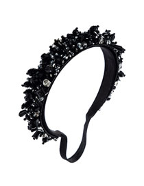 Fashion Black Crystal Braided Geometric Non-slip Headband