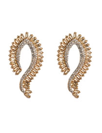 Fashion Brown Geometric C-shaped Diamond Earrings