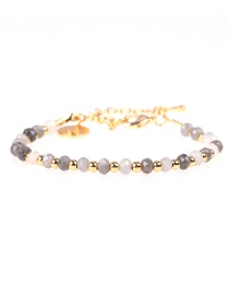 Fashion Color Mixing Flat Faceted Natural Stone Mixed Color Beaded Copper Plated Real Gold Bracelet