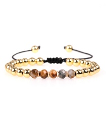 Fashion Brown Faceted Crystal Beads Braided Copper Beads Adjustable Bracelet