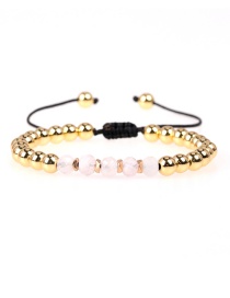 Fashion Light Pink Faceted Crystal Beads Braided Copper Beads Adjustable Bracelet