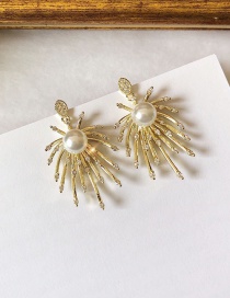 Fashion White Diamond Geometric Earrings With Pearls