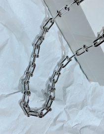 Fashion Silver U-shaped Thick Chain Hollow Alloy Sweater Chain