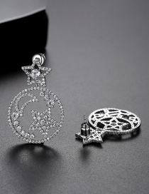 Fashion Platinum Xingyue Hollow Copper Studded Stud Earrings