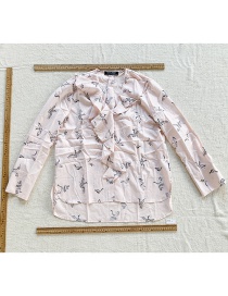 Fashion Pink Printed Swan Long Sleeve Shirt