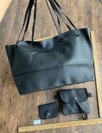 Fashion Black Pu Large Capacity Three-piece Wallet Shoulder Bag
