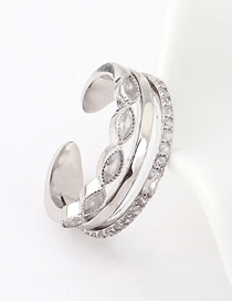 Fashion White K Alloy Diamond Multi-layer Ring
