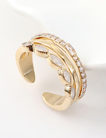 Fashion Kc Gold Alloy Diamond Multi-layer Ring