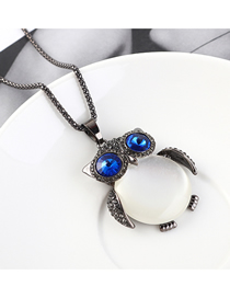 Fashion Gun Black + Blue + White Eagle Diamond Necklace