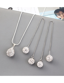 Fashion Silver Ball And Diamond Necklace Earring Set