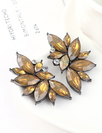 Fashion Yellow Half Flower And Diamond Earrings