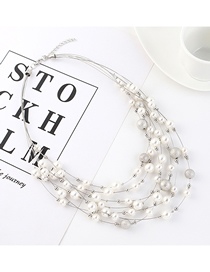 Fashion Silver Multi-layer Pearl Necklace