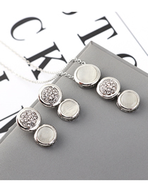 Fashion White Opal Stone Light Diamond Necklace Earring Set