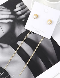 Fashion 14k Gold Fringed Shell Pearl Earrings
