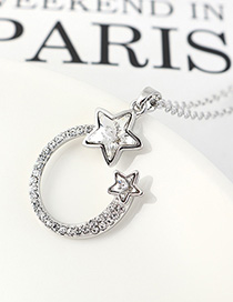 Fashion White Pentagram Geometric Necklace With Diamonds