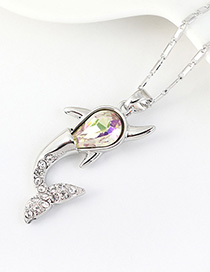 Fashion Luminous Green Small Whale Necklace With Diamonds