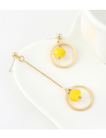Fashion Yellow Gold-plated Resin Circle Cutout Stud Earrings