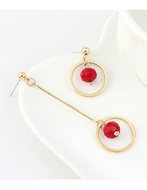Fashion Red Gold-plated Resin Circle Cutout Stud Earrings