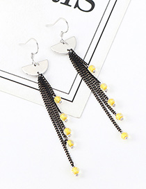 Fashion Black Crystal Tassel Small Lantern Earrings