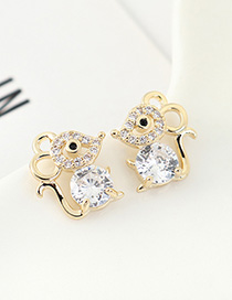 Fashion 14k Gold Diamond Stud Earrings With Zircon