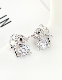Fashion Platinum Diamond Stud Earrings With Zircon