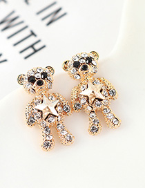 Fashion Golden Phantom Crystal Pentagram With Diamond Earrings