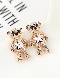 Fashion White Crystal Pentagram With Diamond Earrings