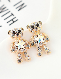 Fashion Color Crystal Pentagram With Diamond Earrings