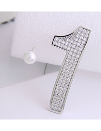Fashion Silver Asymmetric Stud Earrings With  Silver And Diamonds