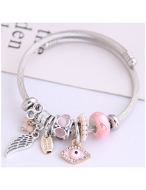Fashion Pink Metallic Angel Wing Eye Diamond Bracelet With Diamonds