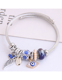 Fashion Navy Metallic Angel Wing Eye Diamond Bracelet With Diamonds