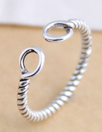 Fashion Silver Geometric Round Openwork Winding Open Ring